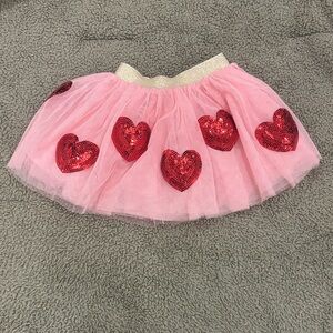 Pink Heart Sequin Kids Skirt
